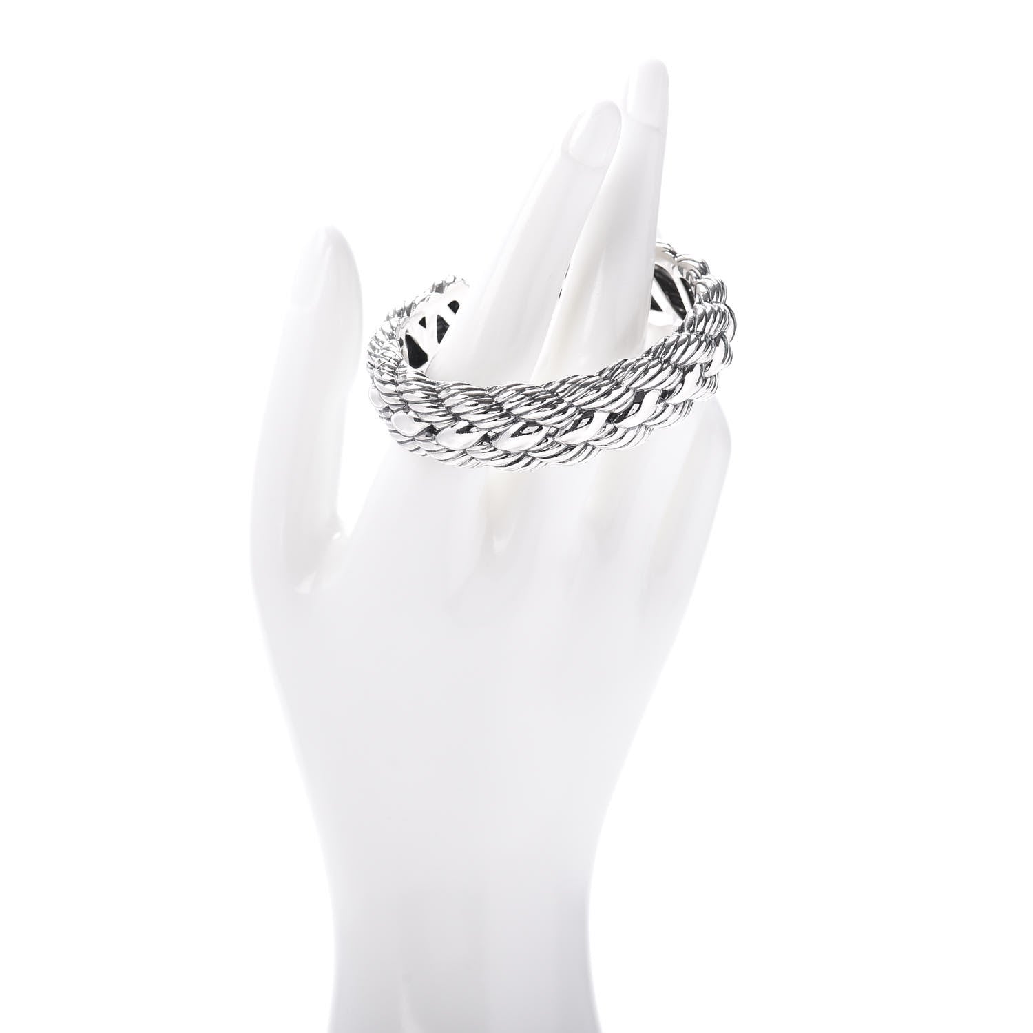 David Yurman Stainless Steel Sterling Silver Woven Cable Cuff Bracelet 2 of 4
