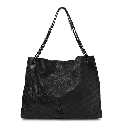 Saint Laurent Crinkled Calfskin Matelasse Monogram Large Niki Shopper Tote Black 1 of 10
