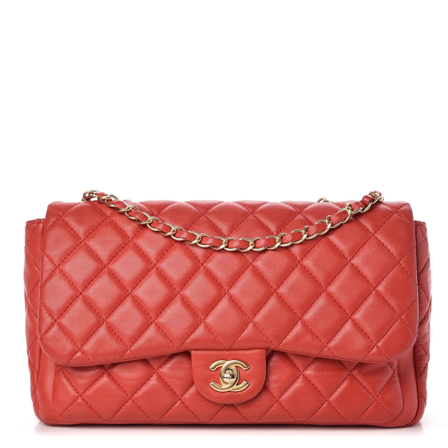 Chanel Lambskin Quilted Large Now and Forever Flap Red 1 of 16