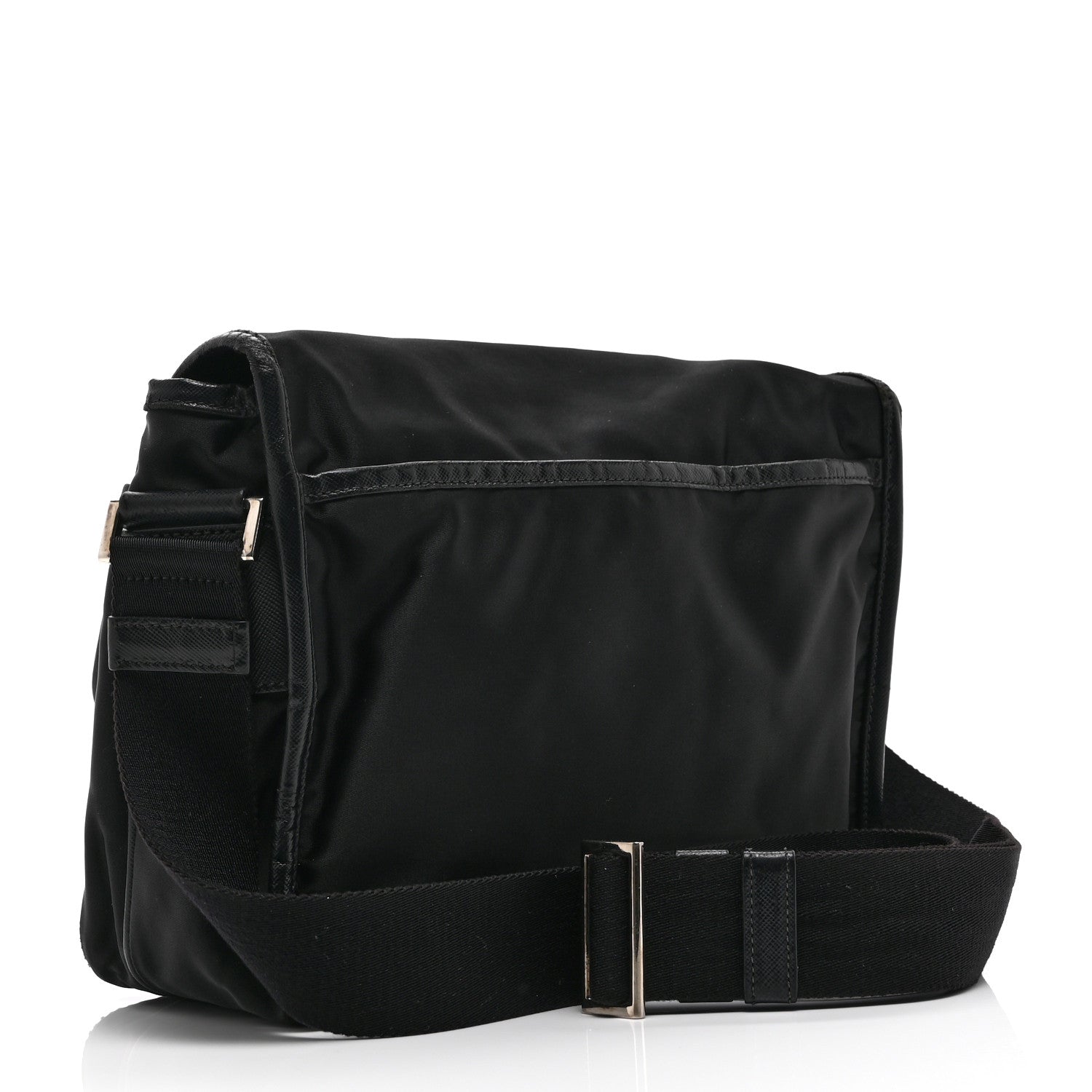 Prada Tessuto Nylon Saffiano Logo Messenger Bag Black 1786448