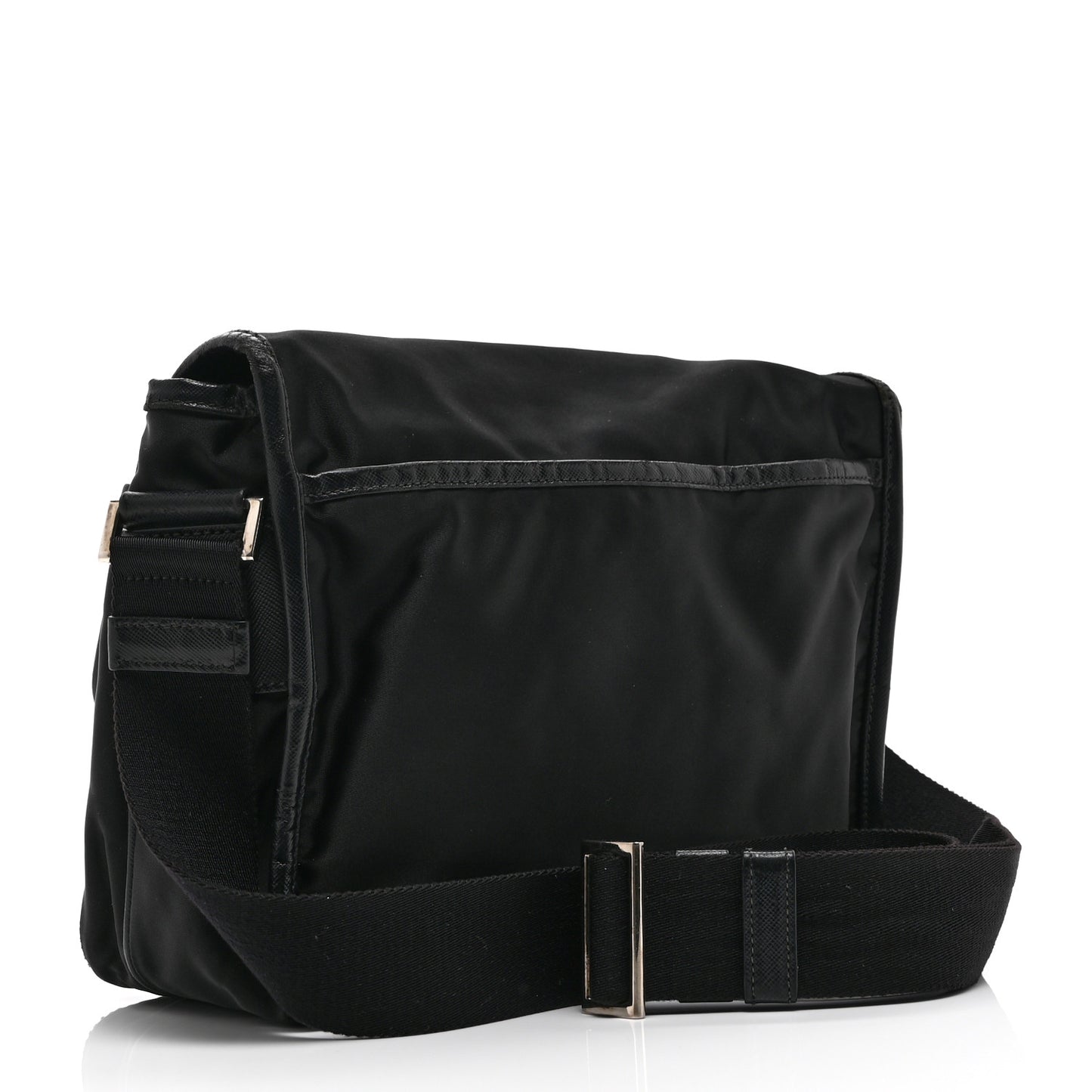 Tessuto Nylon Saffiano Logo Messenger Bag Black