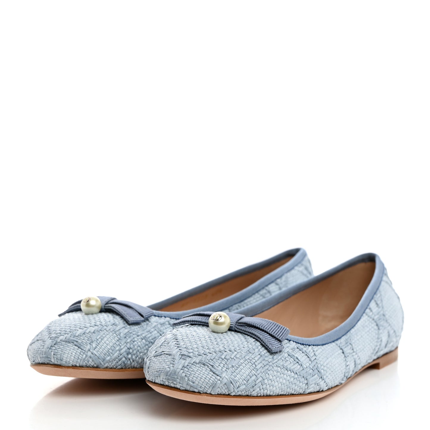 Raffia Cannage Ballet Flat 40.5 Bleu Pastel