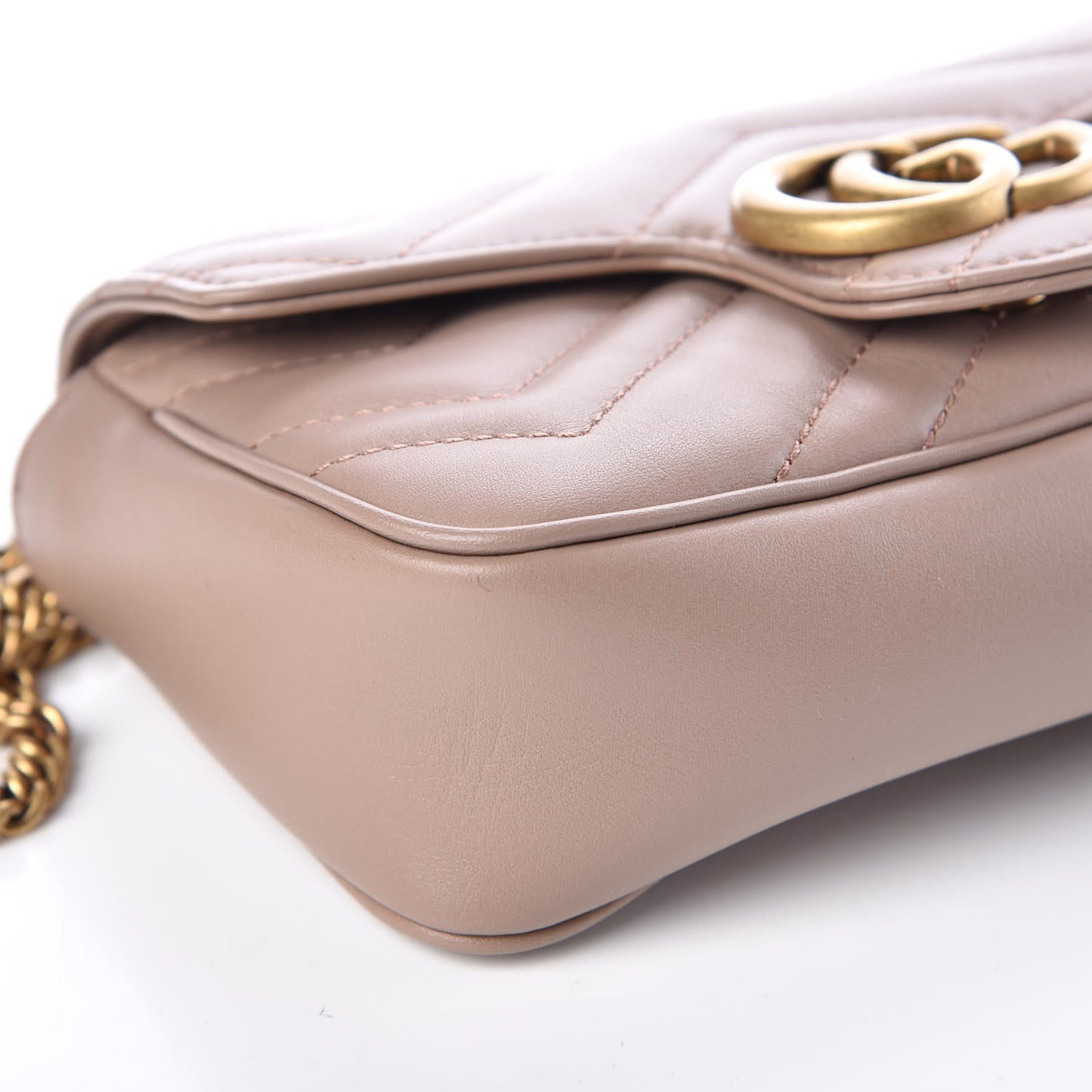Calfskin Matelasse Super Mini GG Marmont Shoulder Bag Porcelain Rose
