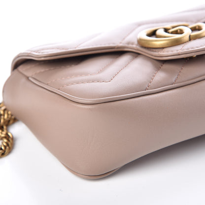 Gucci Calfskin Matelasse Super Mini GG Marmont Shoulder Bag Porcelain Rose 9 of 11