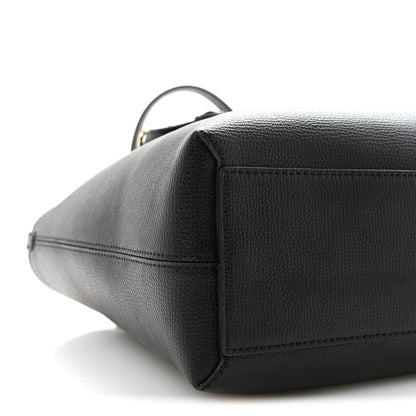 Burberry Grainy Calfskin Haymarket Check Small Reversible Tote Black 8 of 9