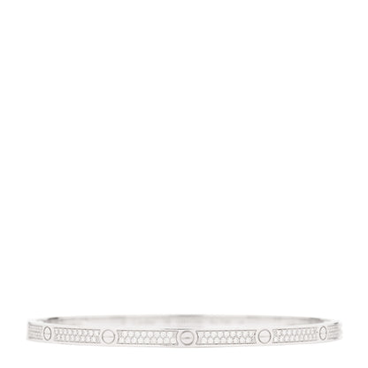 Cartier 18K White Gold Diamond Small LOVE Paved Bracelet 18 1 of 10