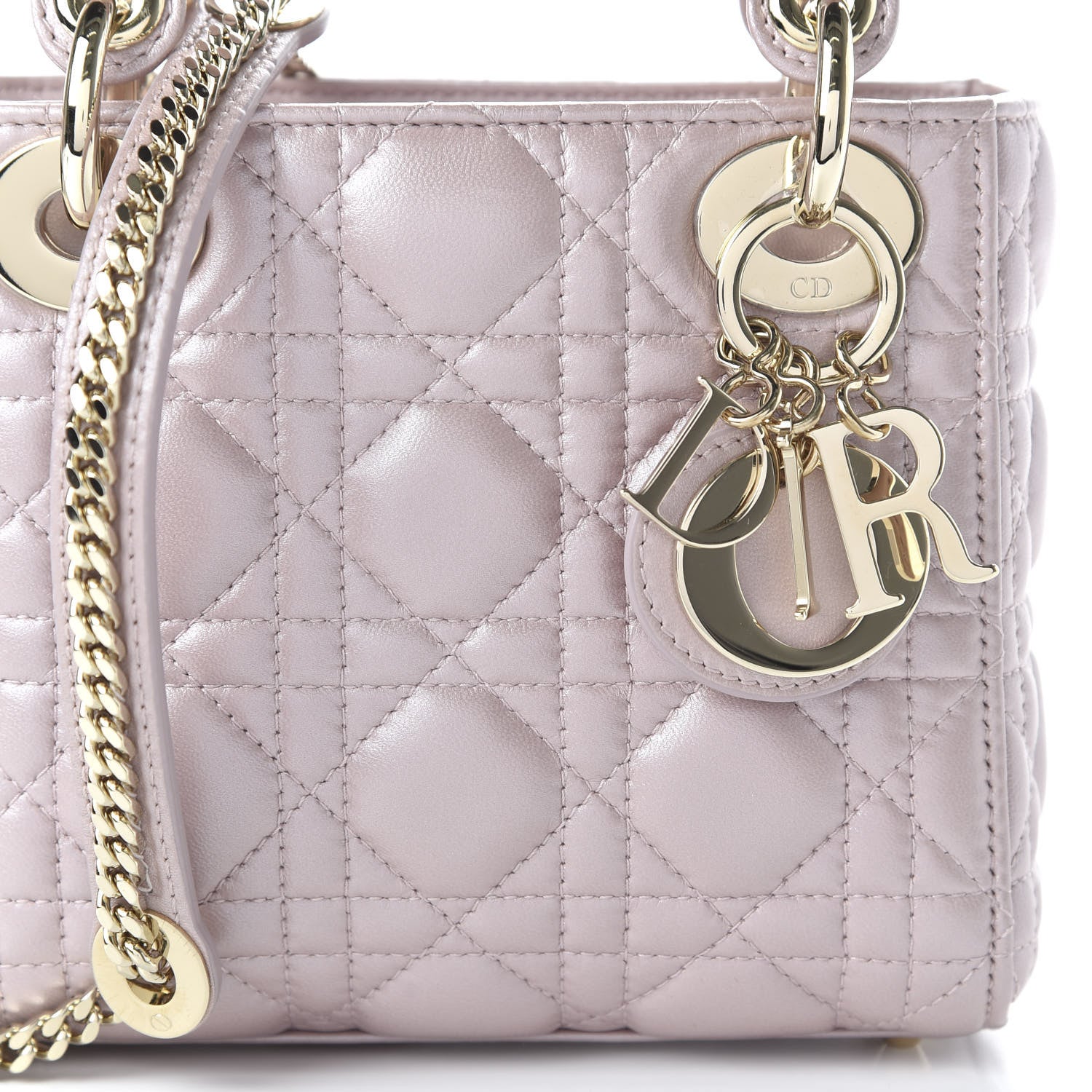 Christian Dior Metallic Lambskin Cannage Mini Lady Dior Lotus 10 of 10