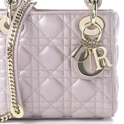 Christian Dior Metallic Lambskin Cannage Mini Lady Dior Lotus 10 of 10