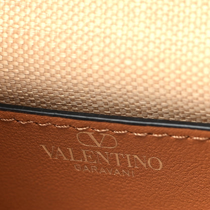 Valentino Garavani Raffia Calfskin Small Rockstud Flip Lock Crossbody Bag Natural Saddle Brown 6 of 9