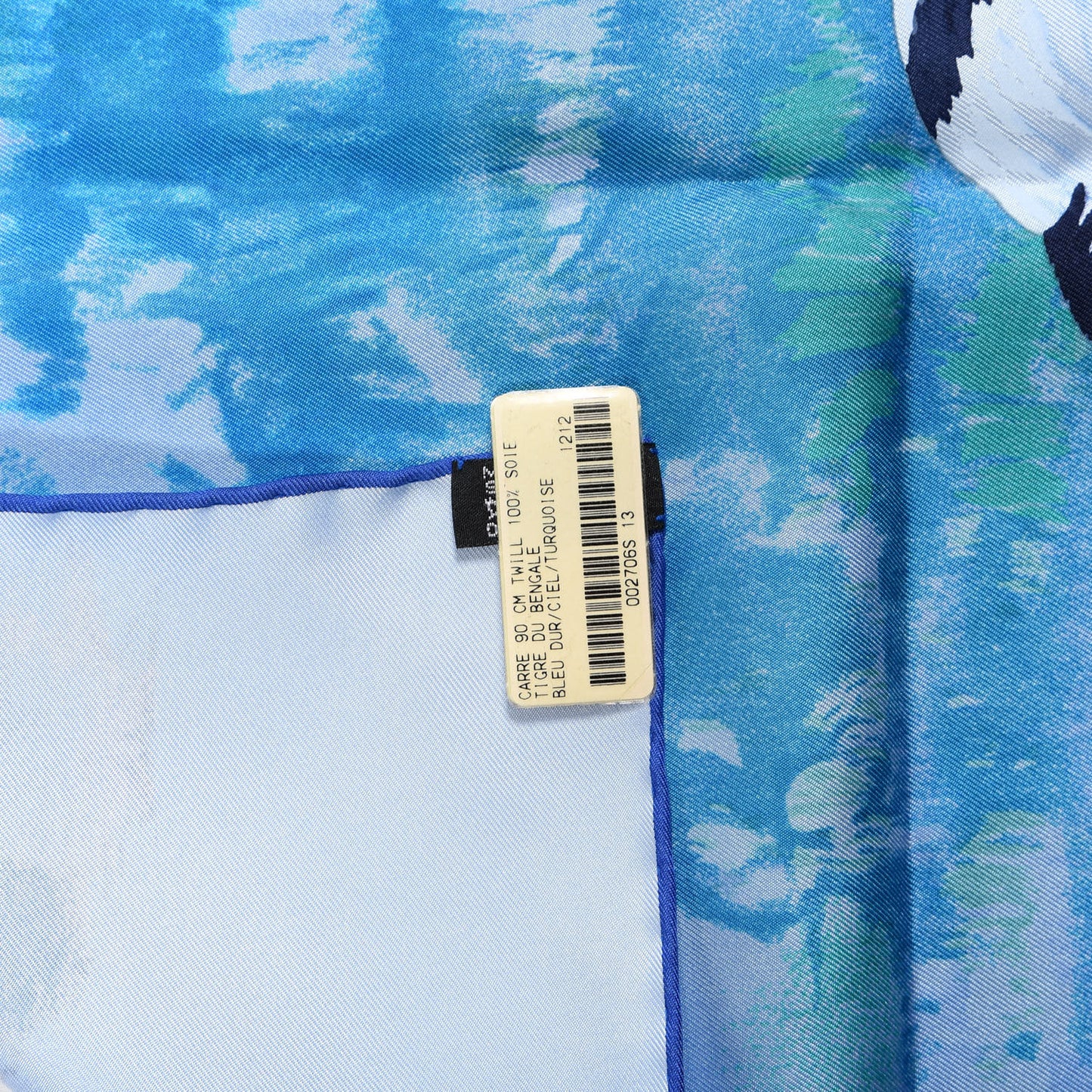 Silk Tigre Du Bengale Scarf 90 Bleu Dur Ciel Turquoise Bleu