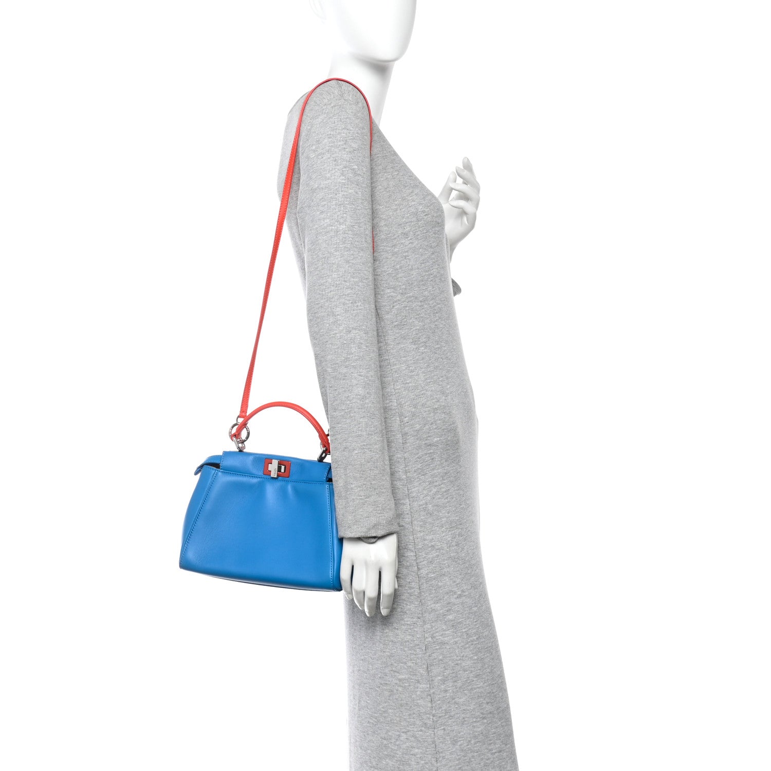 Findif パフボエル Fendi Nappa Colorblock Mini Peekaboo Iconic Satchel Blue Royal