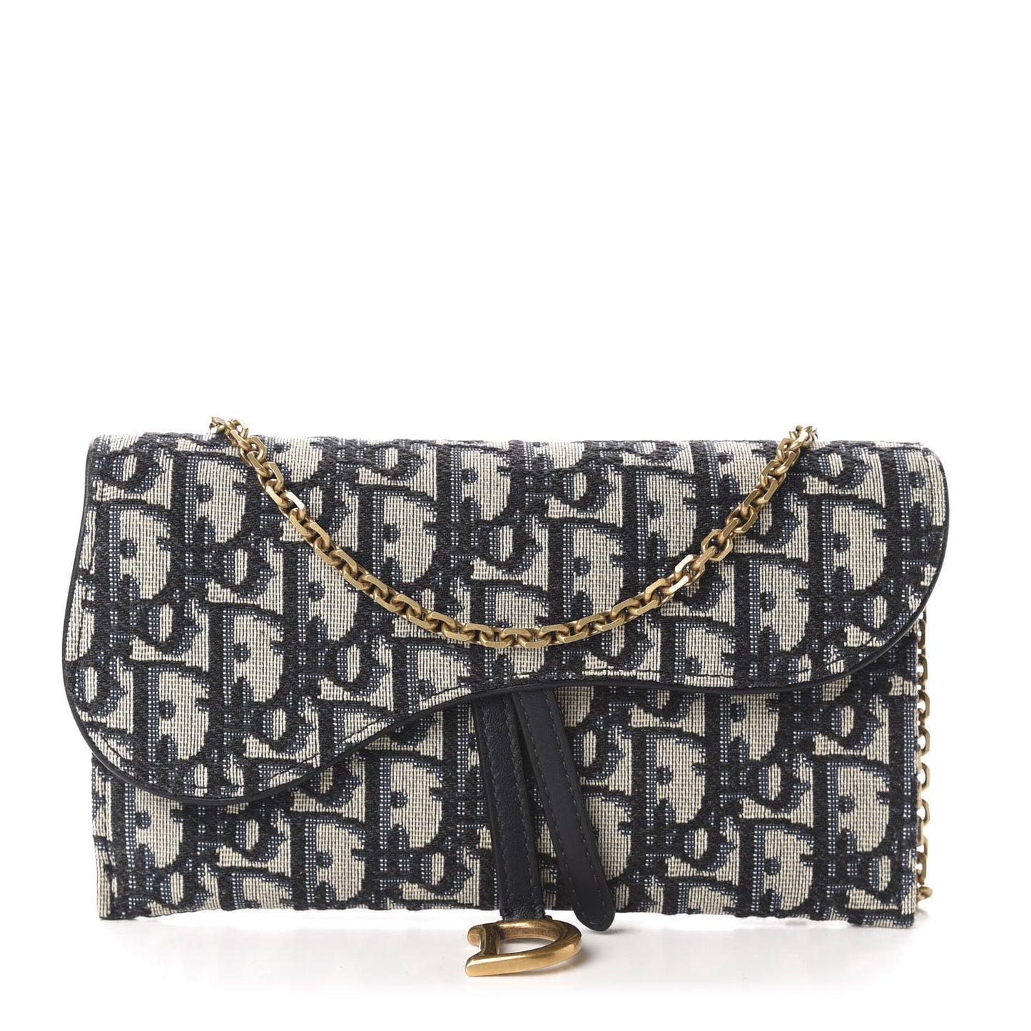 Oblique Saddle Chain Long Wallet Blue
