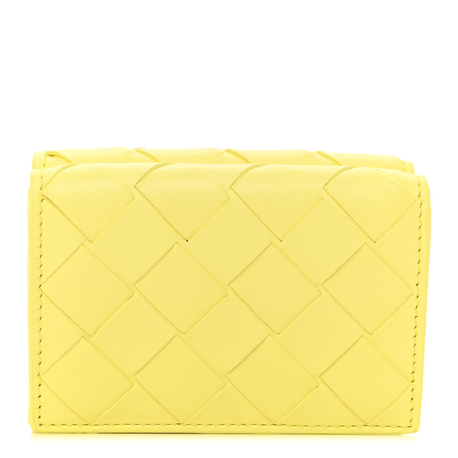 Bottega Veneta Nappa Intrecciato Tri-Fold Wallet Yellow 1 of 14