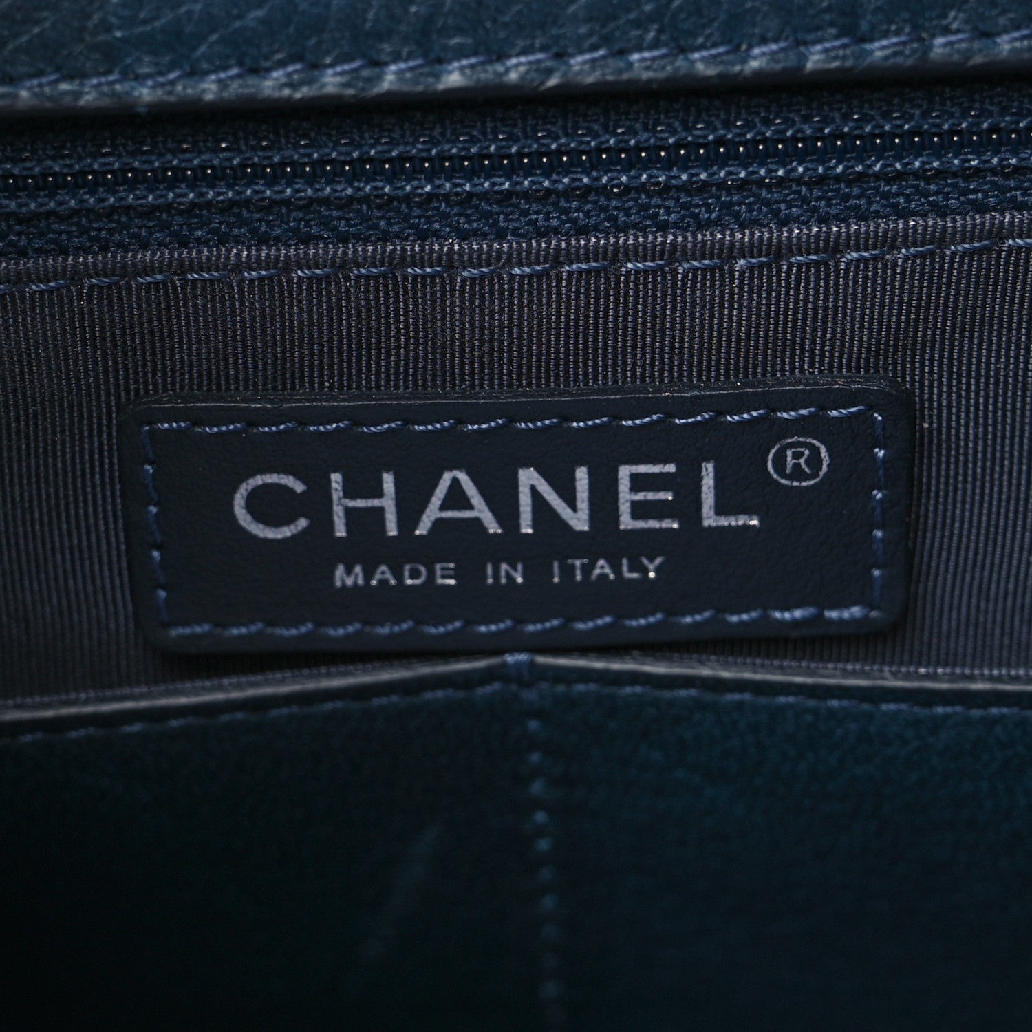 Chanel Deerskin Stitched Medium CC Shopping Tote Navy 5 of 11