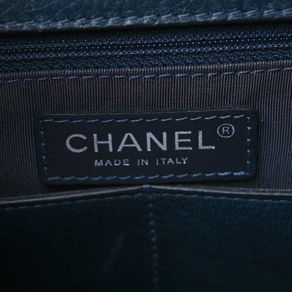 Chanel Deerskin Stitched Medium CC Shopping Tote Navy 5 of 11