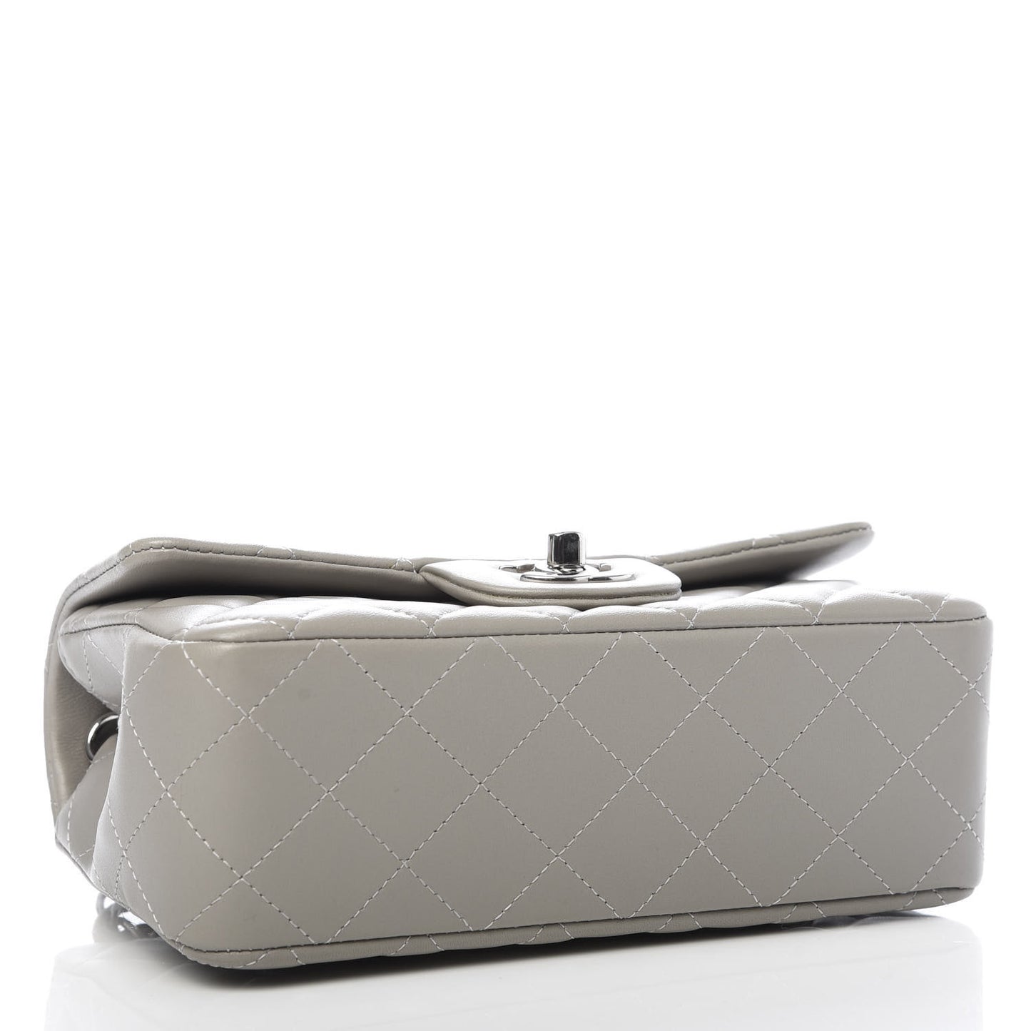 Lambskin Quilted Mini Rectangular Flap Grey