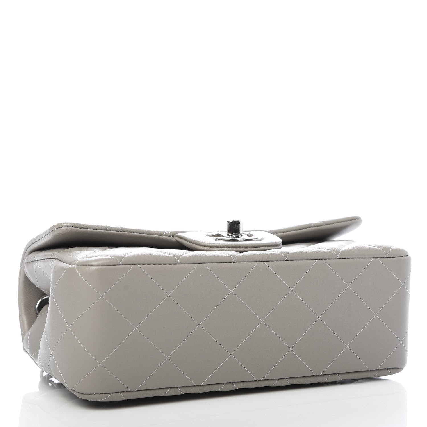 Chanel Lambskin Quilted Mini Rectangular Flap Grey 3 of 9