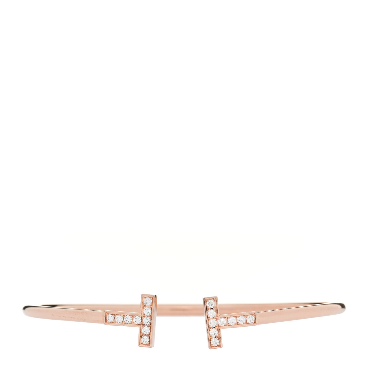 18K Rose Gold Diamond T Wire Bracelet