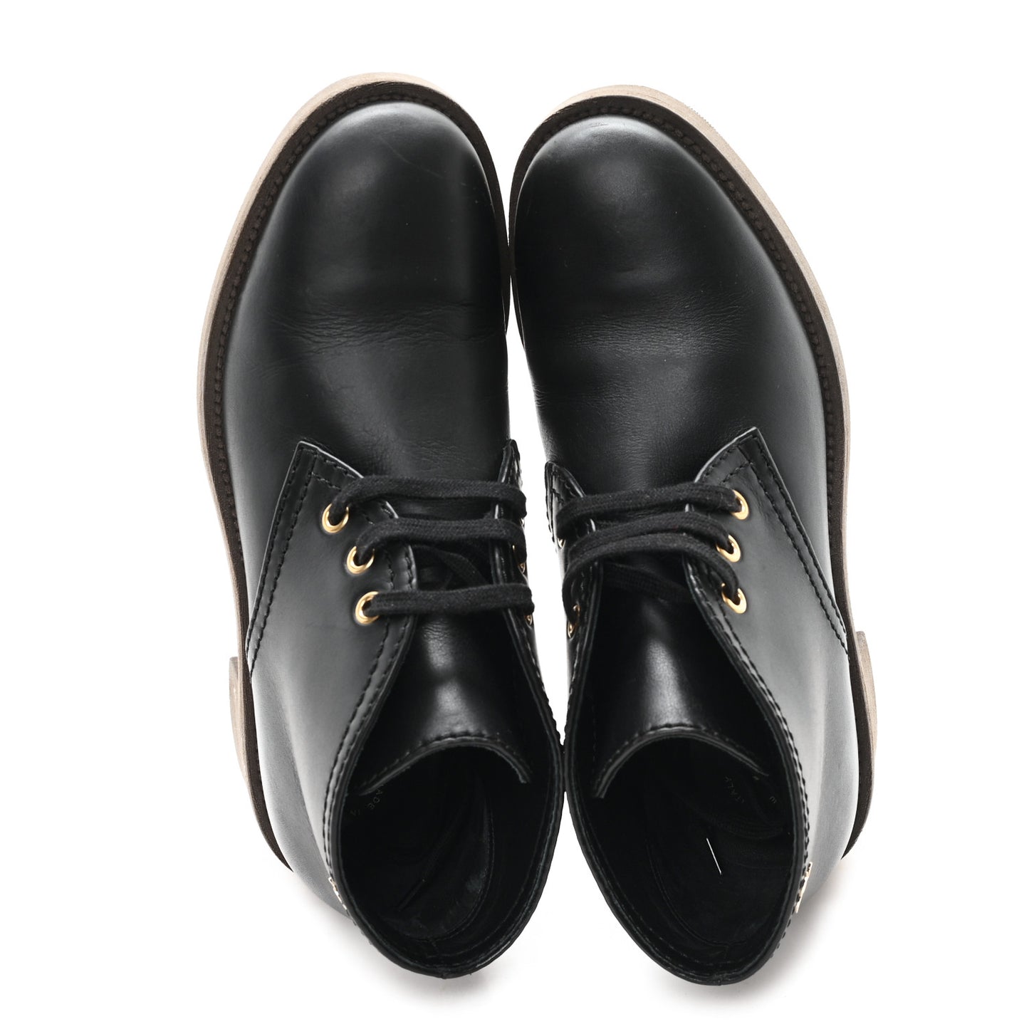 Calfskin Lace Up CC Boots 38 Black