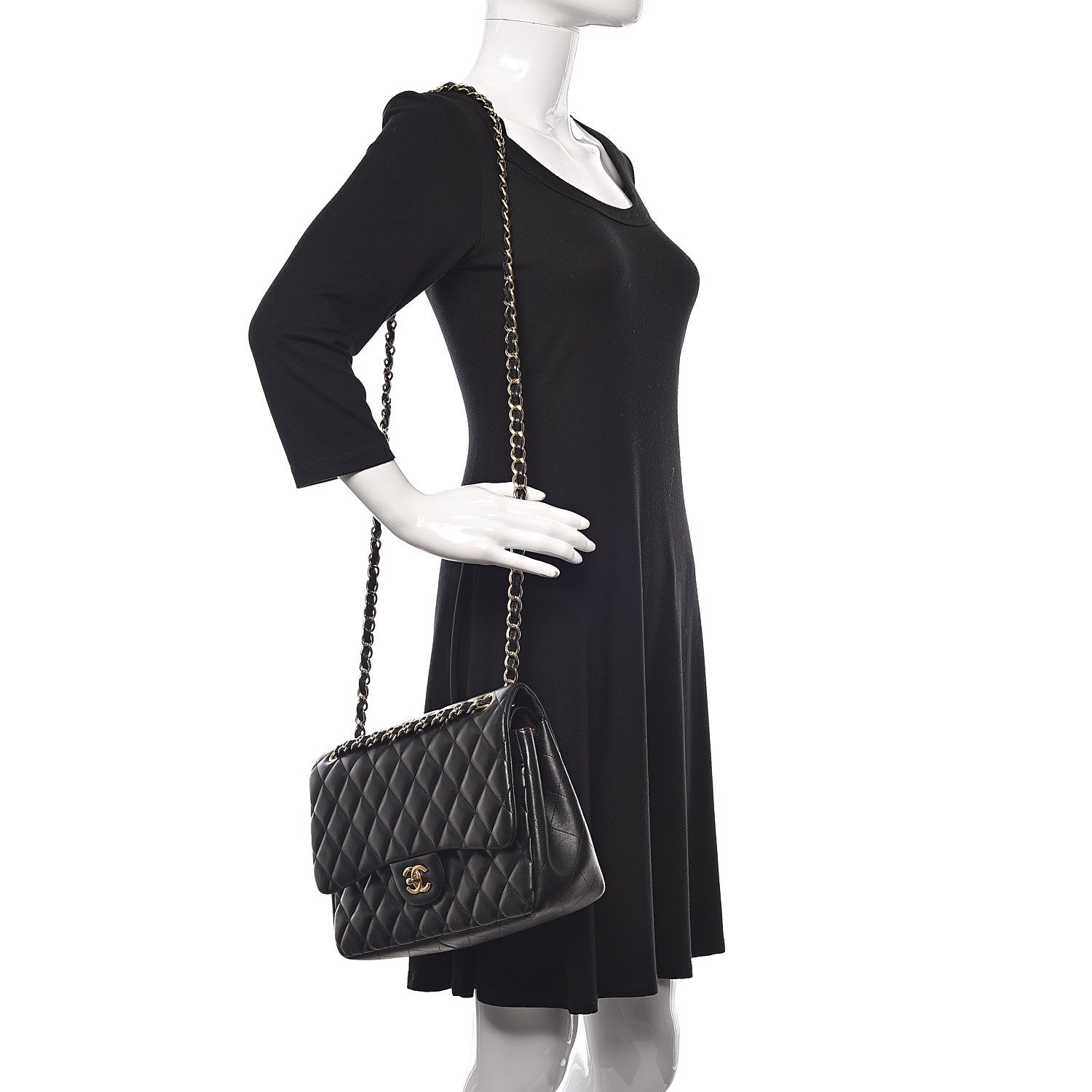 Chanel Lambskin Quilted Jumbo Double Flap Black 2 of 15