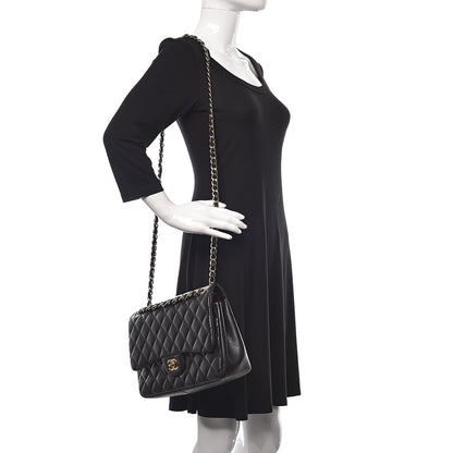 Chanel Lambskin Quilted Jumbo Double Flap Black 2 of 15