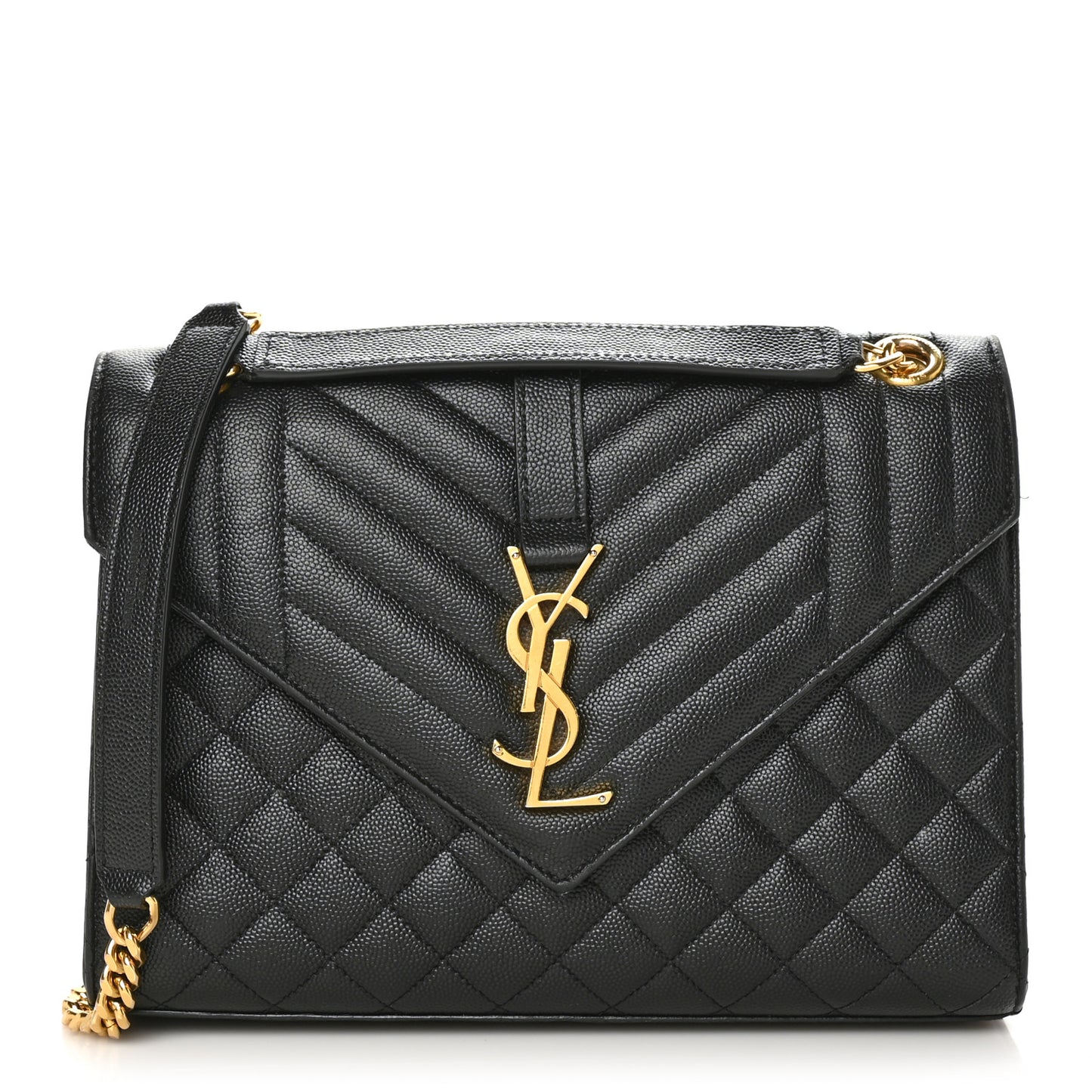 Grain De Poudre Textured Mixed Matelasse Triquilt Medium Monogram Satchel Black