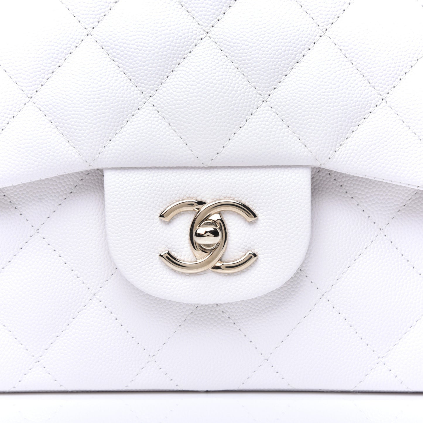 Caviar Quilted Jumbo Double Flap White