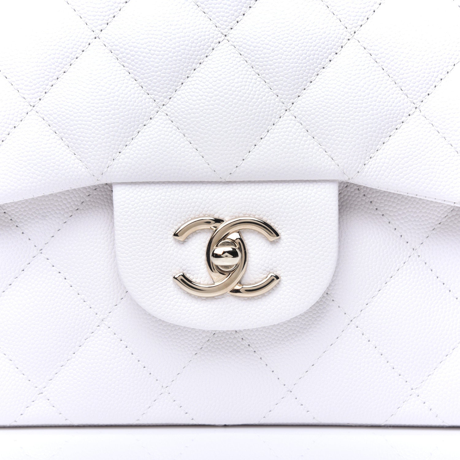 Chanel Caviar Quilted Jumbo Double Flap White 9 of 10