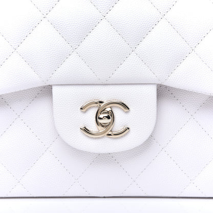 Chanel Caviar Quilted Jumbo Double Flap White 9 of 10