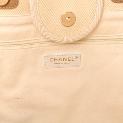 Chanel Canvas Pearl Medium Deauville Tote Ecru Beige 6 of 11