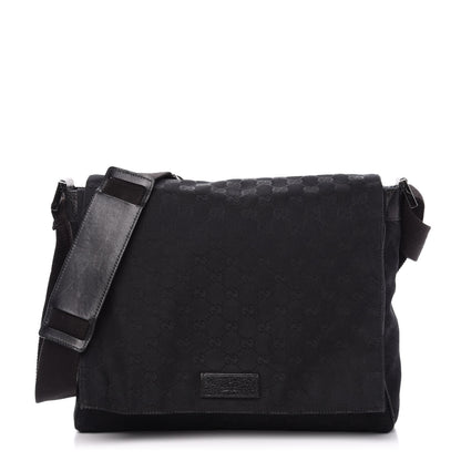 Gucci Monogram Small Flap Messenger Bag Black 1 of 11