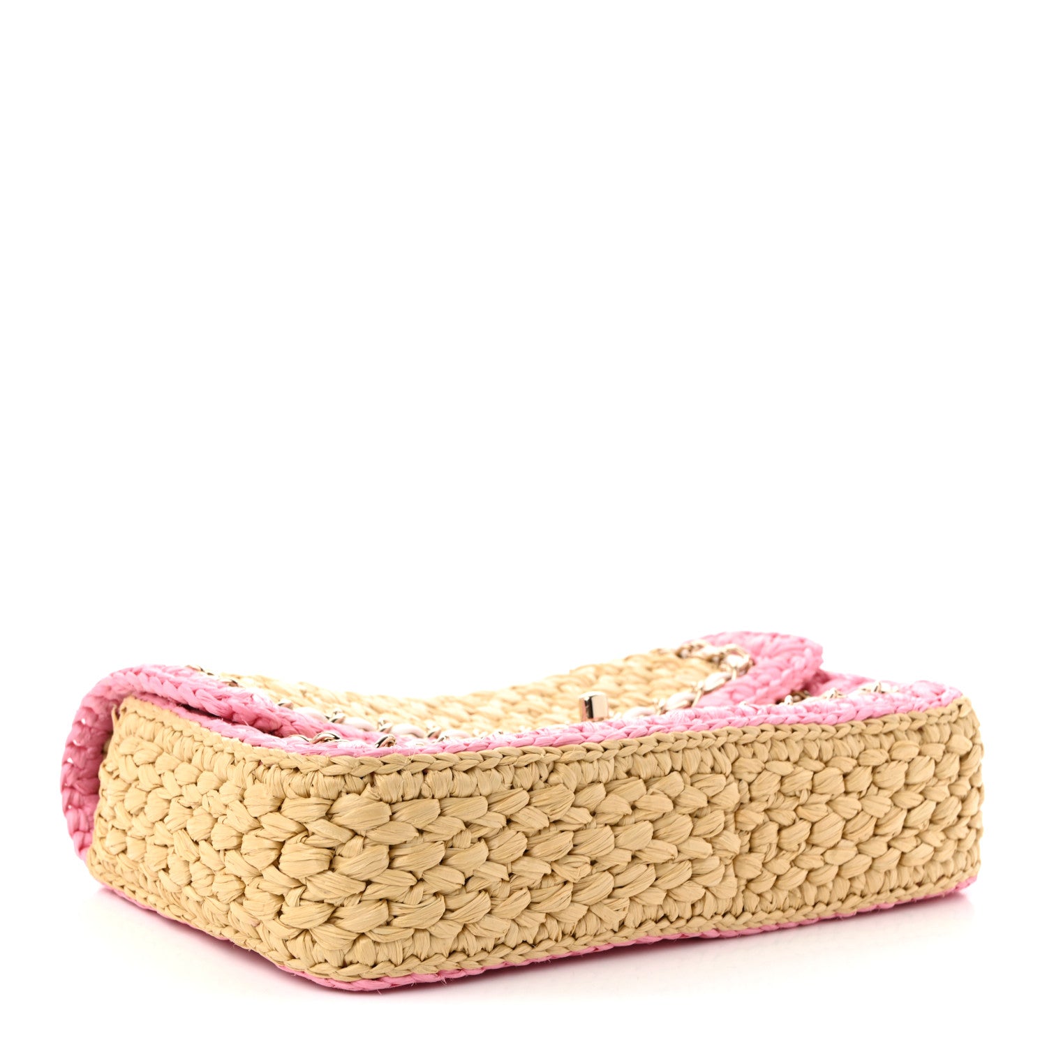 Chanel Raffia Chain Venice Beach Flap Bag Beige Pink 4 of 11