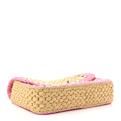 Chanel Raffia Chain Venice Beach Flap Bag Beige Pink 4 of 11