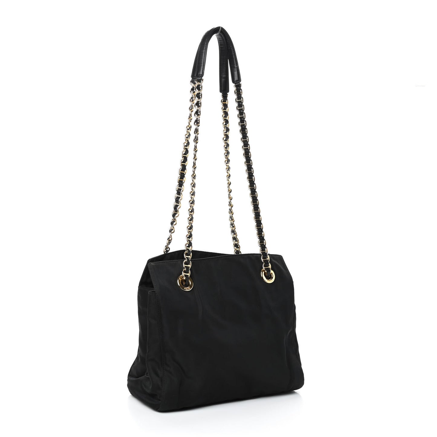 Tessuto Nylon Chain Shoulder Bag Black