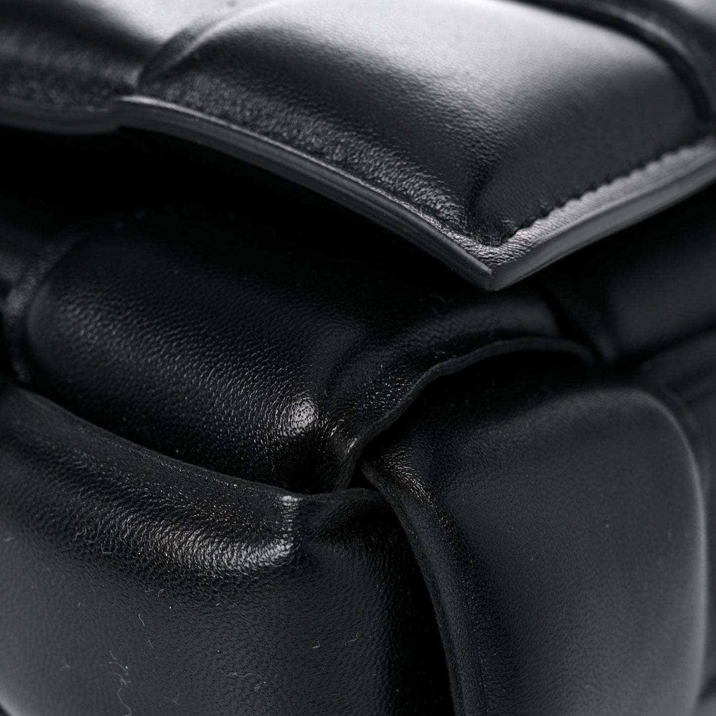 Nappa Maxi Intreccio Padded Cassette Crossbody Bag Black