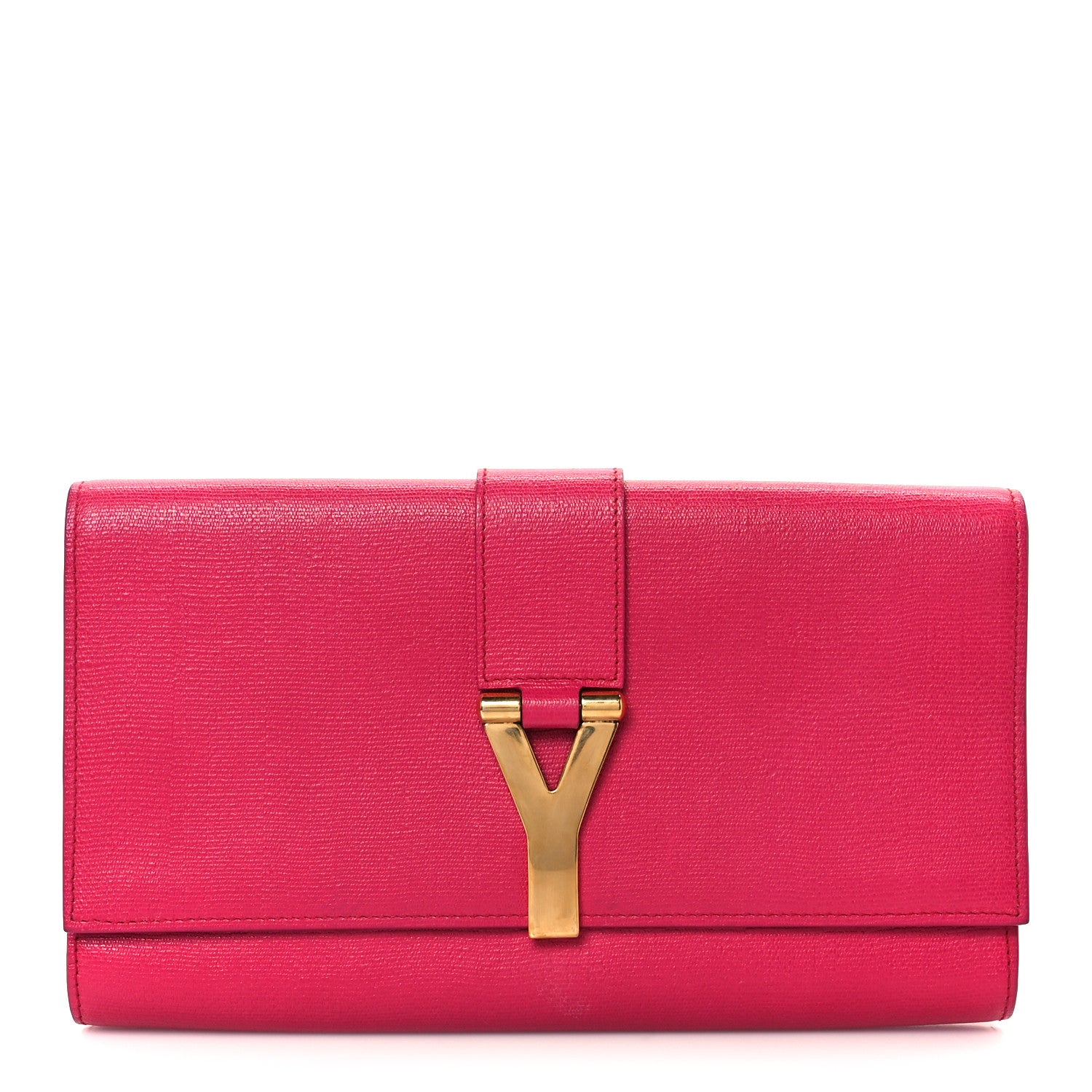 Saint Laurent Textured Calfskin Y Ligne Clutch Fuchsia 1 of 14