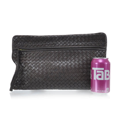 Bottega Veneta Vintage Woven Oversized Clutch Ebano 2 of 7