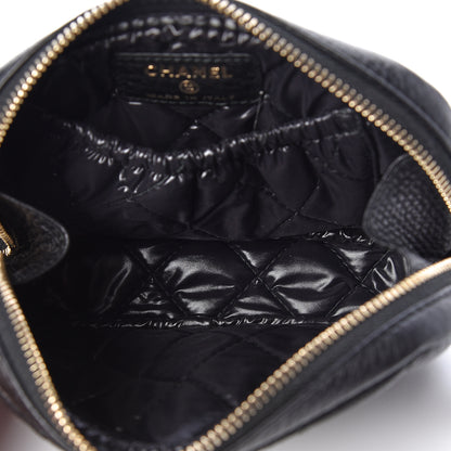 Chanel Calfskin Quilted Small Curvy Pouch Cosmetic Case Black 5 of 8