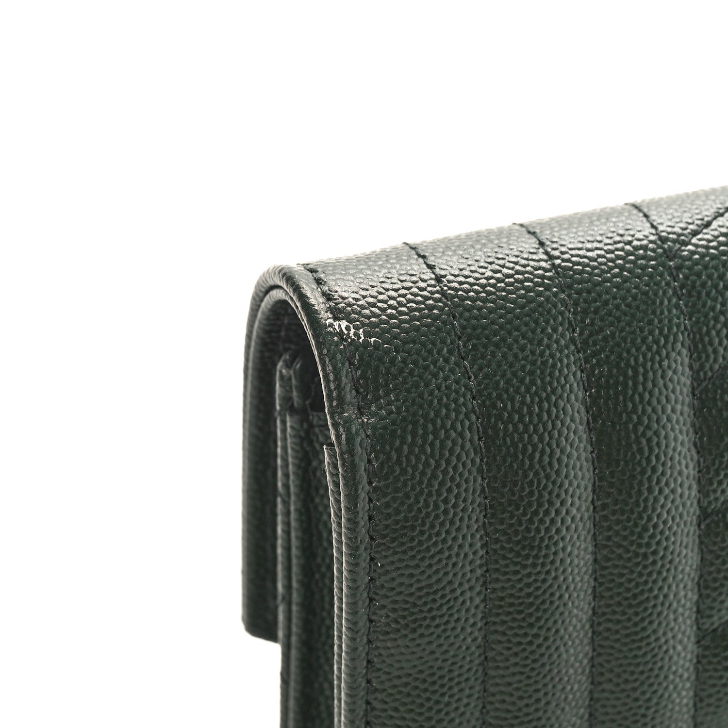 Saint Laurent Grain De Poudre Textured Mixed Matelasse Triquilt Monogram Clutch Vert Fonce 10 of 10