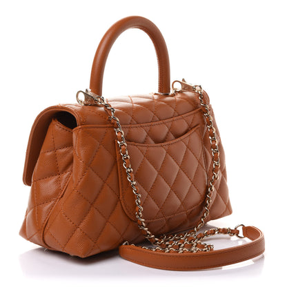 Chanel Caviar Quilted Mini Coco Handle Flap Light Brown 3 of 11