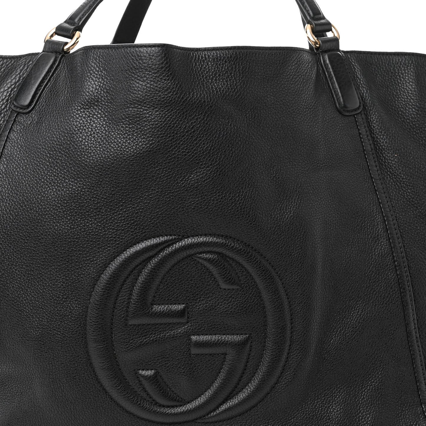 Pebbled Calfskin Large Soho Shoulder Bag Black