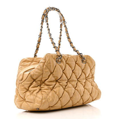 Chanel Lambskin Bubble Quilt Bowler Beige 3 of 12