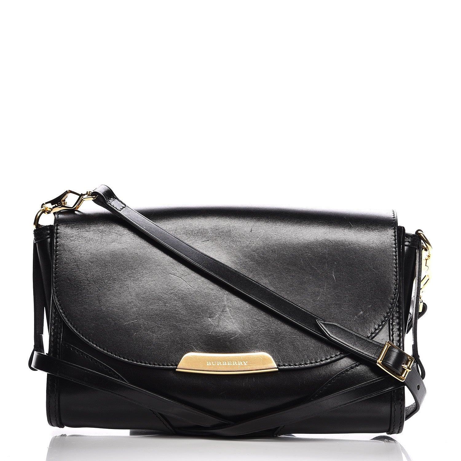 Burberry Polished Bridle Leather Small Abbott Crossbody Black