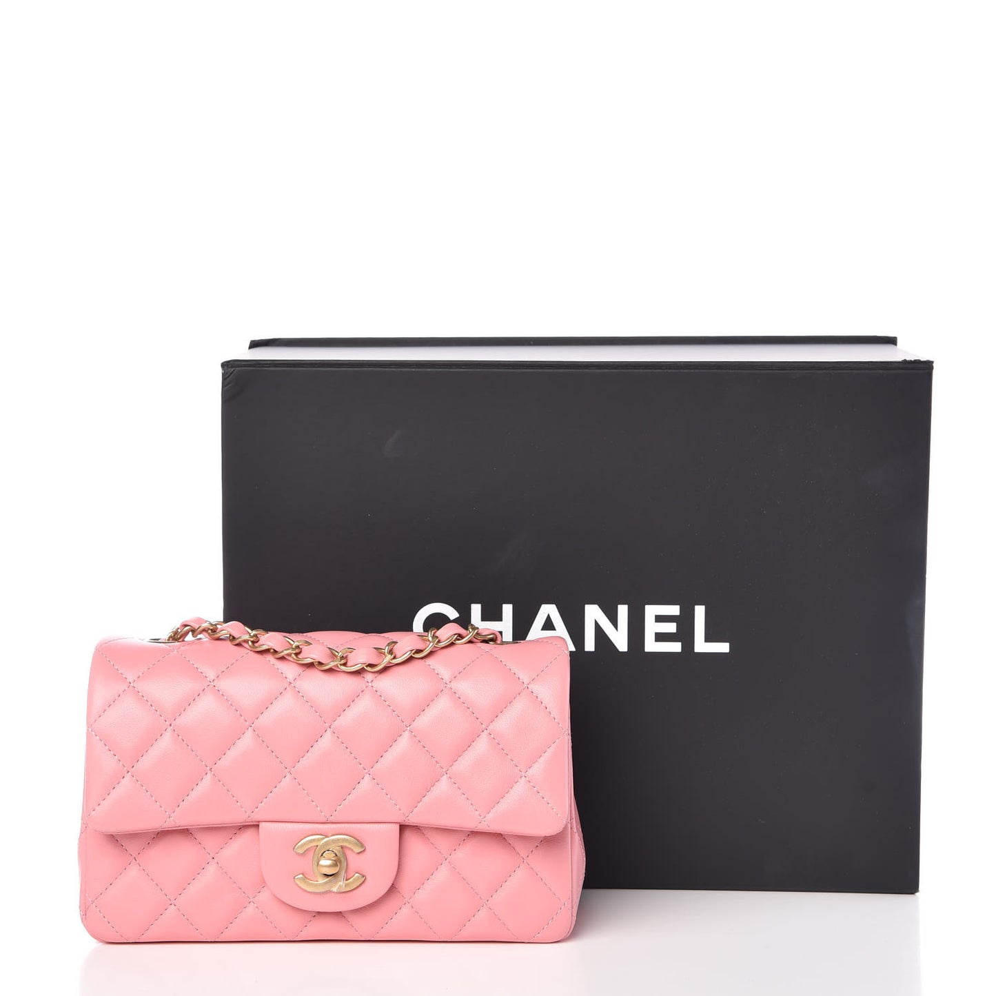 Lambskin Quilted Mini Rectangular Flap Pink