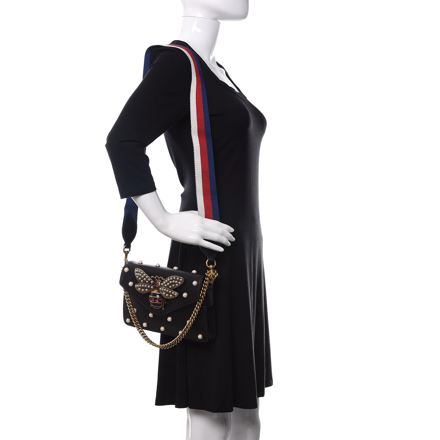 Gucci Nappa Pearl Studded Mini Queen Margaret Broadway Shoulder Bag Black 2 of 12