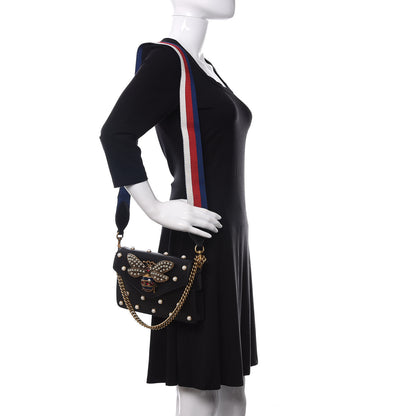 Gucci Nappa Pearl Studded Mini Queen Margaret Broadway Shoulder Bag Black 2 of 12