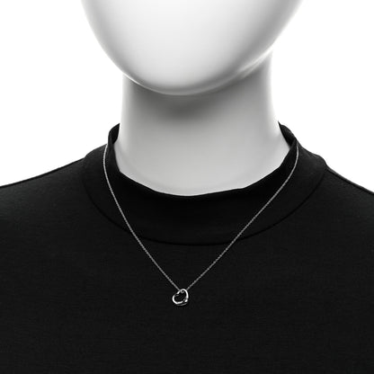 Tiffany Platinum Diamond 11mm Elsa Peretti Open Heart Pendant Necklace 2 of 5