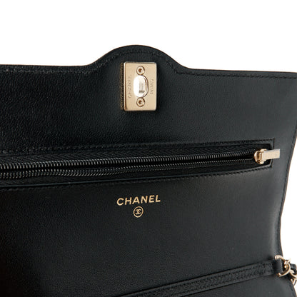 Chanel Lambskin Quilted CC Wallet On Chain WOC Black 6 of 12