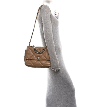 Chanel Lambskin Quilted Large Chanel 19 Flap Beige 2 of 10