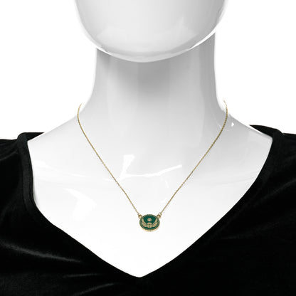Foundrae 18K Yellow Gold Diamond Enamel Petite Champleve Protection Stationary Necklace Green 2 of 5